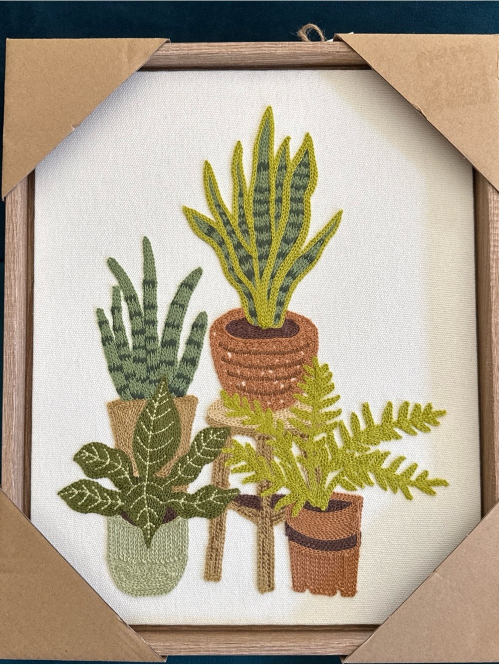 NWT BP Home Textile Embroidery Woven Wall Art Houseplant Decor 12”x15”